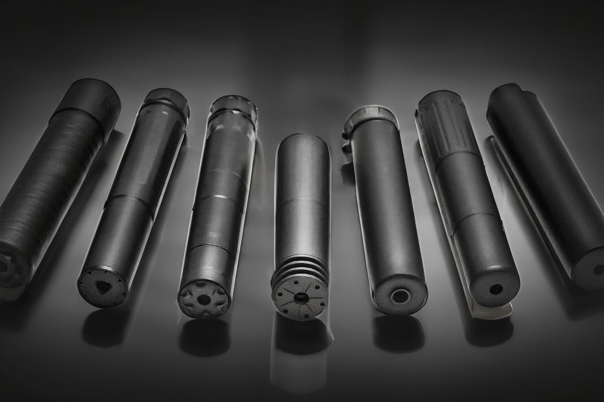 Silencers on a black background